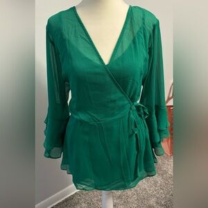 City Chic size XXS/12, Emerald Green layered top